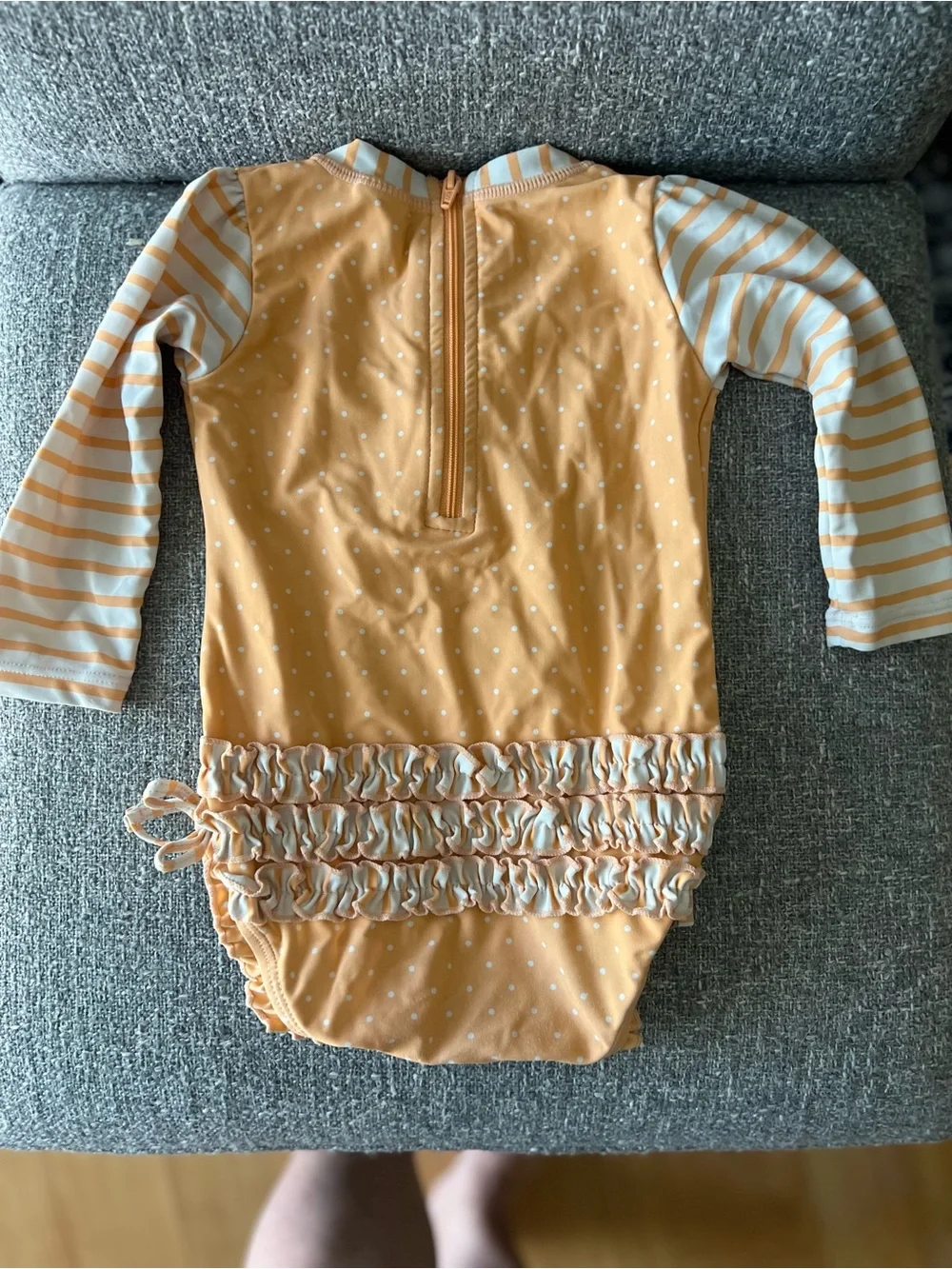 RuffleButts Melon Polka Dot One Piece